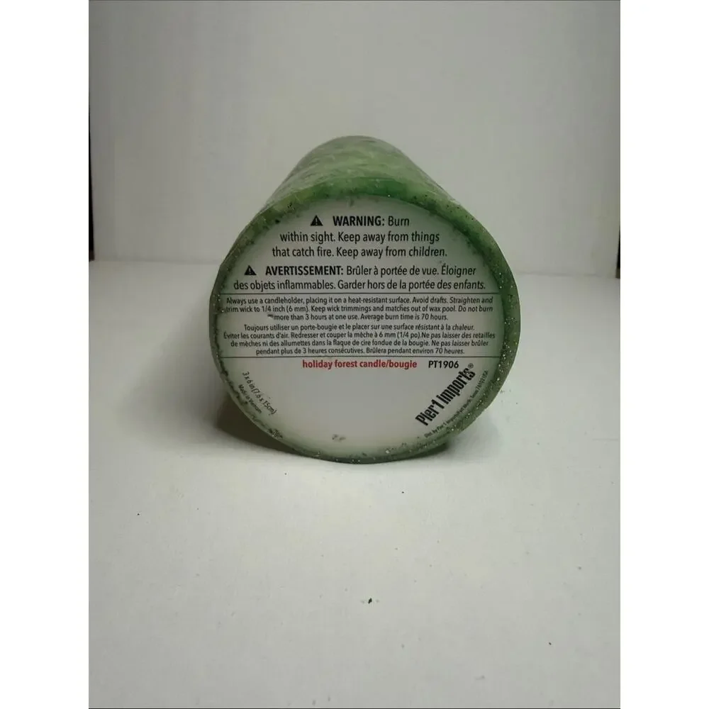 Pier 1 Green Marbleized Pillar Candle
